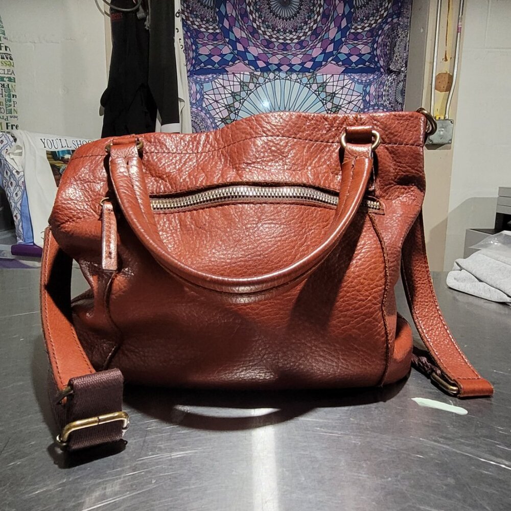 BEAUTIFULLY DISTRESSED VTG AMERICAN LEATHER CO. BROWN CROSSBODY BAG PURSE EUC - Picture 15 of 16